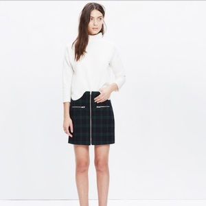 Madewell Zip Skirt in dark plaid